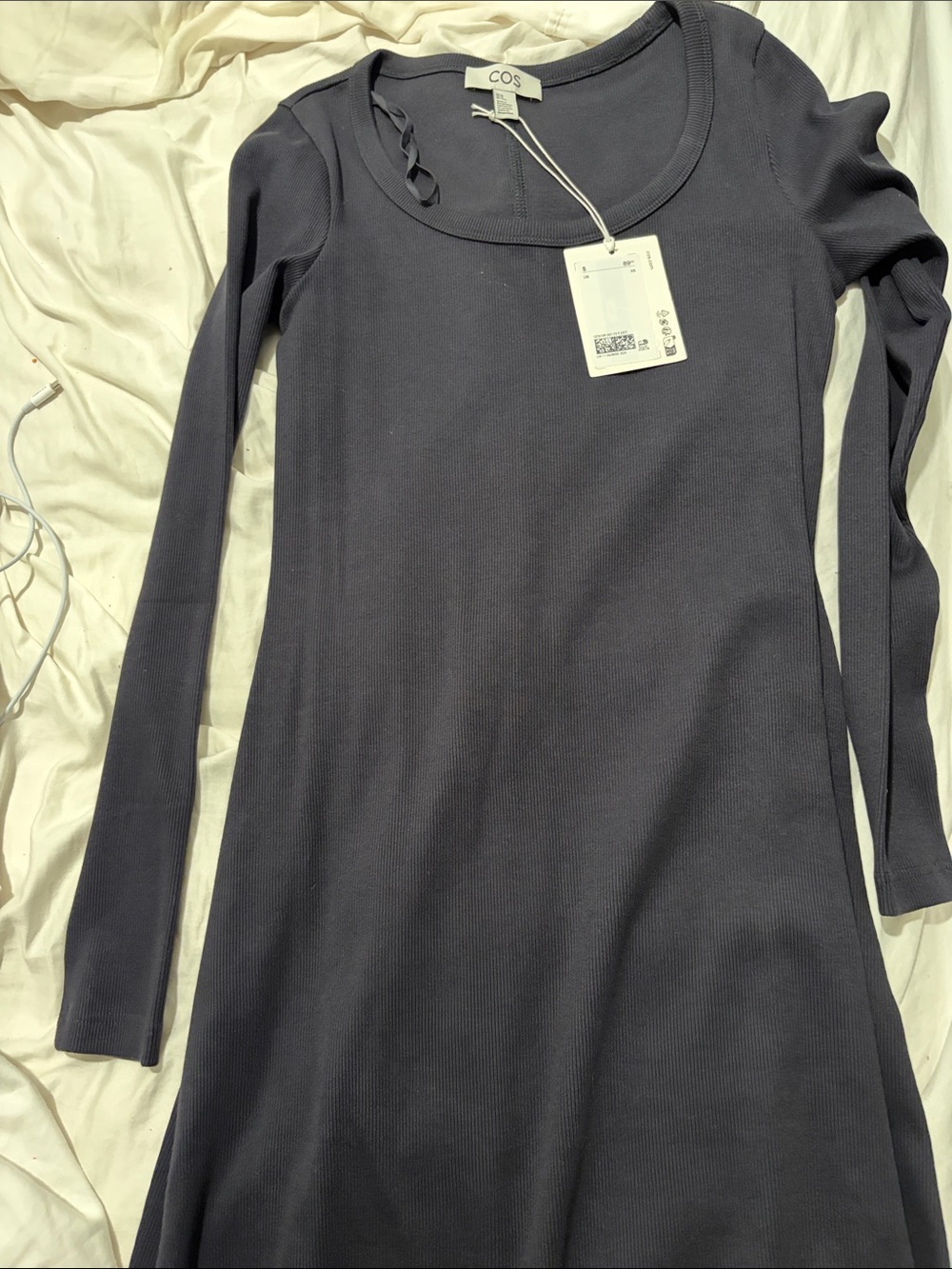 COS Long Sleeve Scoop Neck Tunic - Deep Navy